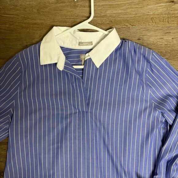 Chico's Blue and White Striped Shirt - Picture 4 of 10